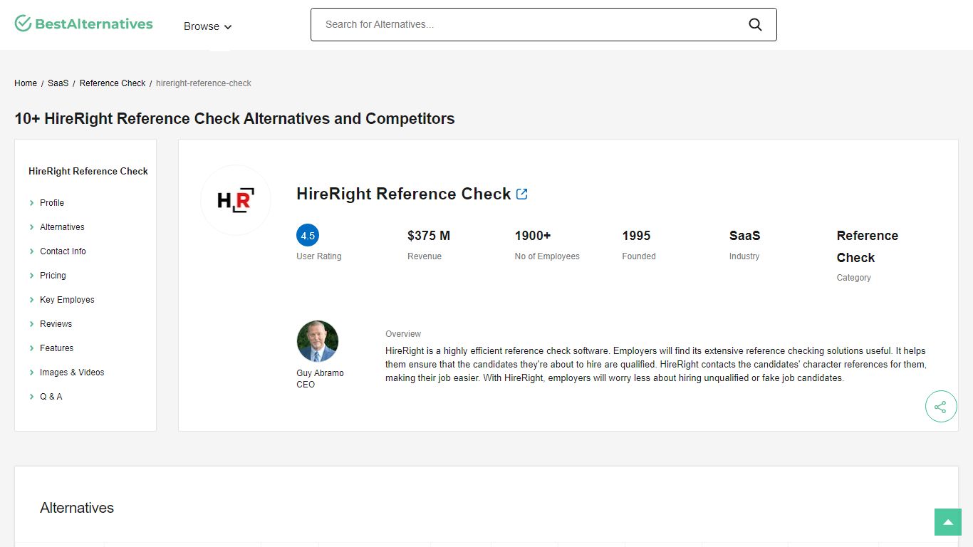 10+ HireRight Reference Check Alternatives and Competitors